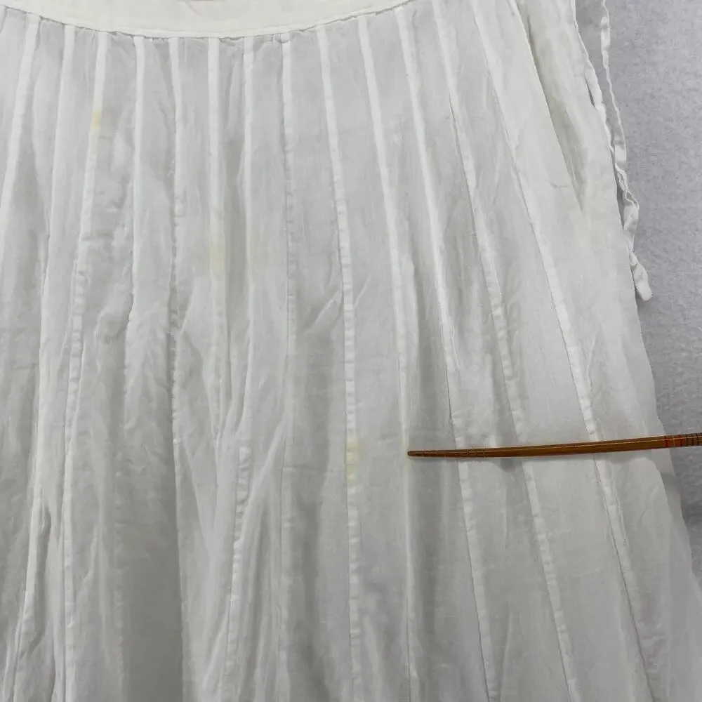 EILEEN FISHER Skirt L Double Layer Organic Cotton Voile A-Line Midi White_13
